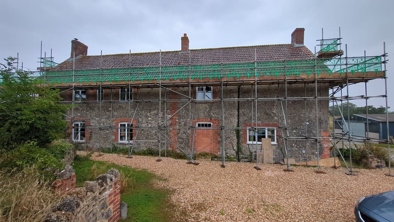 Commercial building scaffolding