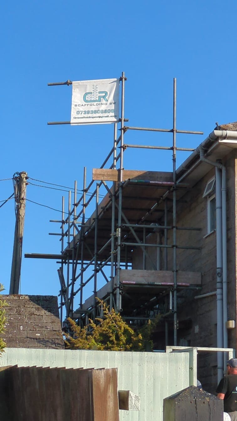 Commercial building scaffolding