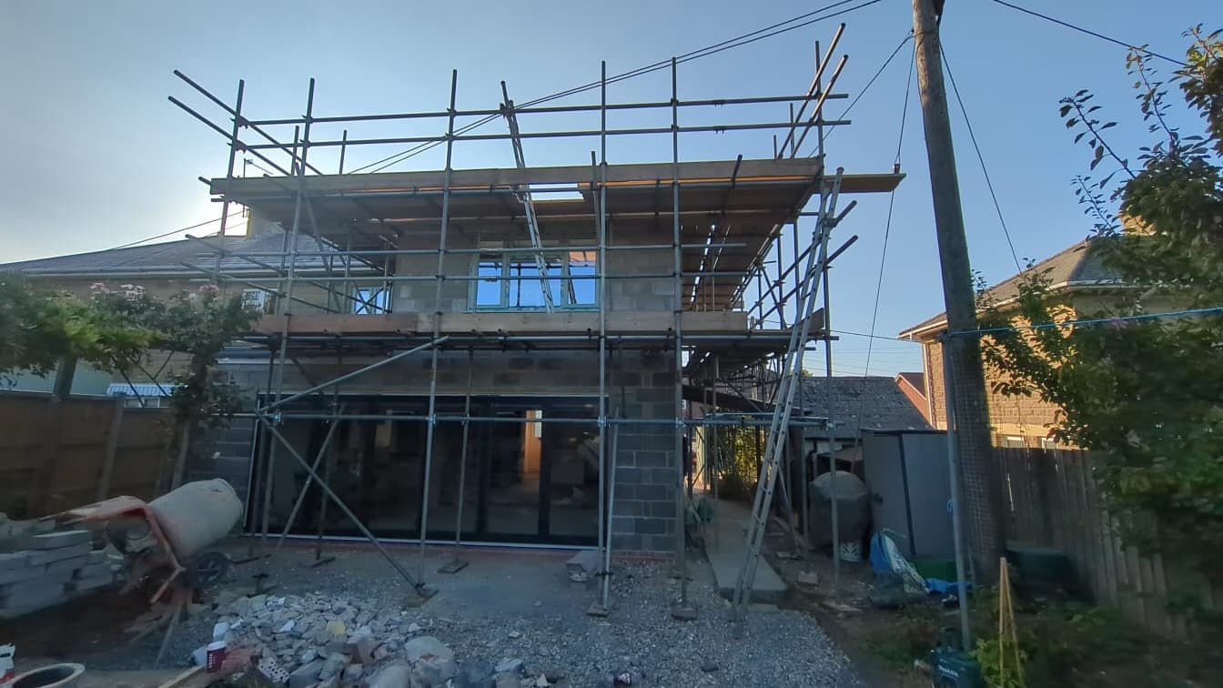 Commercial building scaffolding