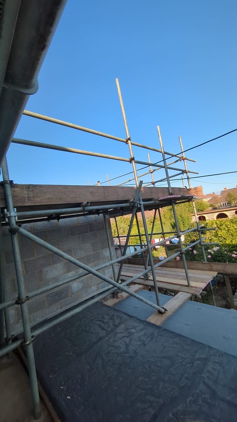 Commercial building scaffolding